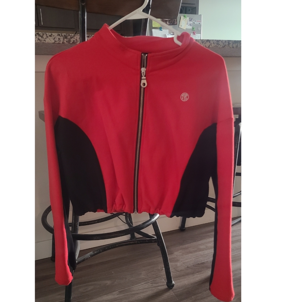 Til You Collapse cropped, cinched, long sleeve, full zip jacket SIZE L